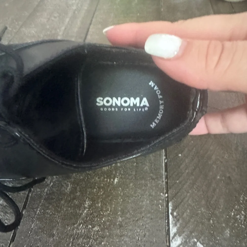 SONOMA Boys Size 13 Black‎ Dress Shoe Tie Closure Memory Foam Insoles Formal
